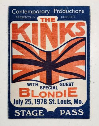 July 1978 The Kinks /blondie Back Stage Pass St.  Louis