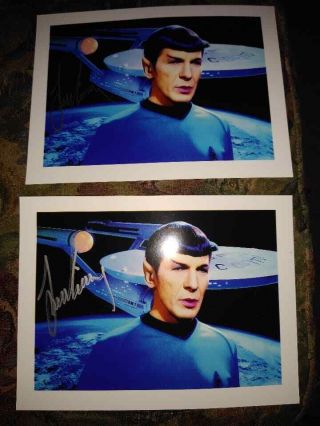 Two Star Trek Leonard Nimoy Spock Signed Color 5x7 Photos