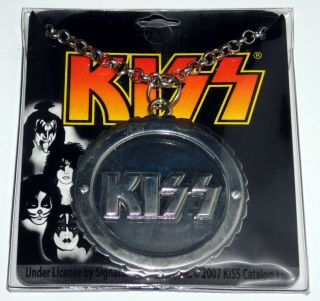 Kiss Band Logo Sawblade Pendant Silver Metal Mafia Necklace Unworn Official 2007