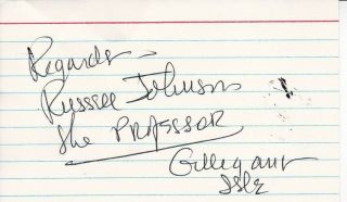 Tv Star Russell Johnson Signed 3x5 Card D14 Gilligan 