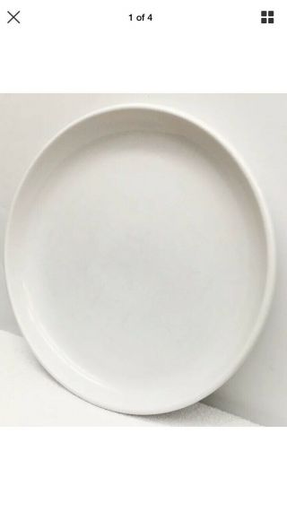CRATE & BARREL CULINARY ARTS WHITE COUPE DINNER PLATES (7) CAFEWARE RIM 5