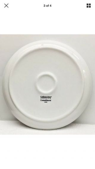 CRATE & BARREL CULINARY ARTS WHITE COUPE DINNER PLATES (7) CAFEWARE RIM 6
