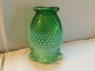 Vintage Fenton GREEN Hobnail Opalescent Ruffled Edge 6” Vase Estate 3