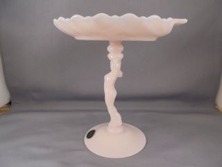 Vintage Cambridge Glass Crown Tuscan Statuesque Nude Female Compote w Stickers 4
