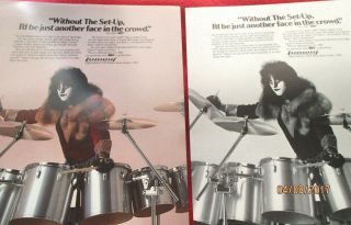 Rare,  Kiss,  Eric Carr Two Ludwig Drums Tear Sheets,  One Black & White & 4 Color