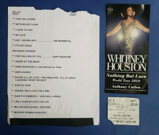 Whitney Houston 2010 Nothing But Love Final World Tour Setlist Ticket Flyer