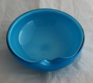 VINTAGE MID CENTURY MURANO ITALIAN GLASS BLUE TURQUOISE ASHTRAY BOWL DISH 3
