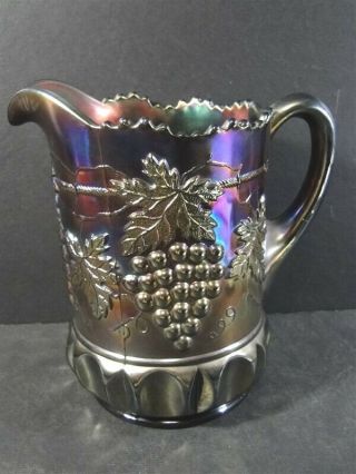 Antique Northwood Carnival Glass Grape &cable Water Pitcher Amethyst Purple