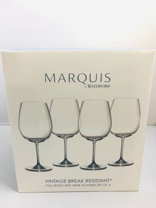 Marquis By Waterford Crystal Vintage Full Body Red Wine Glasses Set Of 4