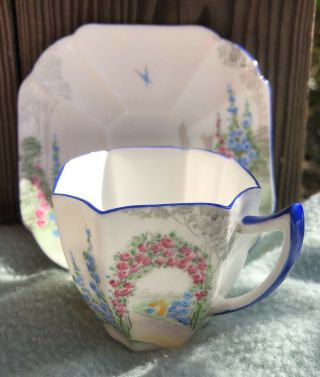 VTG Shelley Queen Anne Panel Tea Cup “Archway Of Roses” C.  1928 Pattern 11606 2