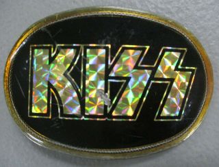 Kiss Logo Authentic Vintage Black Pacifica Prism Belt Buckle 1977 Rare