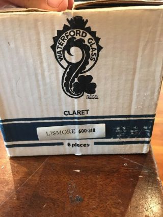 5 WATERFORD CRYSTAL LISMORE SHERRY GLASSES MADE IN IRELAND W/ BOX 4