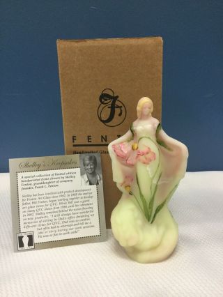 Fenton Art Glass Burmese Water Nymph Figurine Hand Painted Signed Numbered W Box