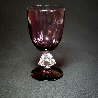 4 (Four) BRYCE BROS AQUARIUS AMETHYST Purple Crystal Wine Glasses Art Deco 4