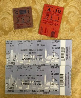 The Who Concert Tickets At Madison Square Garden Then And Now 1974 1976 2012