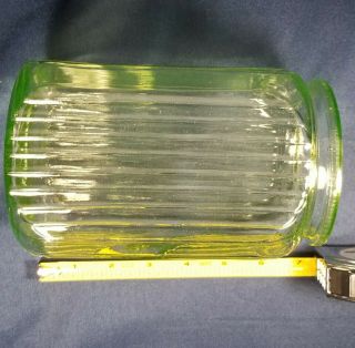 Vtg Hocking Green Glass Hoosier Jar W/Lid Apothecary 1920s - 1930s 8