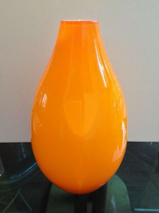 Vintage 1960 Orange Cased Glass Vase Holmegaard Murano Era Retro
