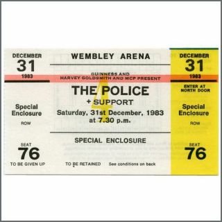 The Police 1983 Wembley Arena London Concert Ticket (uk)