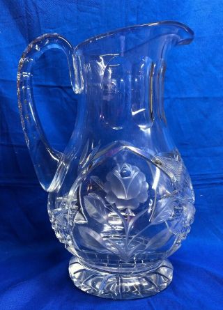 Signed Hawkes American Brilliant Cut Glass Pitcher