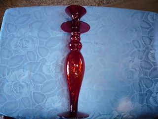 Vintage Murano Art Glass Candle Holder Huge 40cm Tall Stunning Cranberry
