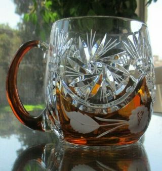 Amber Cut To Clear Crystal 18 Ounce Mug (s) ; Condition; Several
