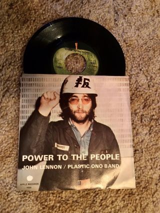John Lennon Power To The People Vinyl 45 With Picture Sleeve 1971
