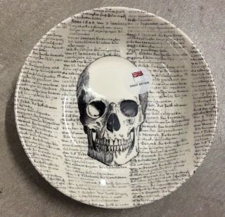 Royal Stafford Skull Script Cereal Bowls Set Of 4 Halloween Skeleton
