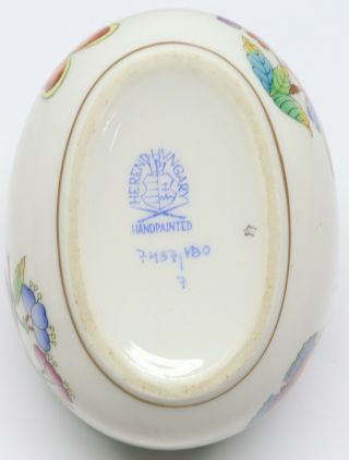Herend Hungary Porcelain Oval Basket w/Handle 7457 White/MultiColor/Gold Trim 2