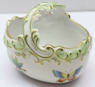 Herend Hungary Porcelain Oval Basket w/Handle 7457 White/MultiColor/Gold Trim 4