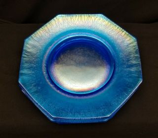 Antique 5 Fenton Celeste Blue Stretch Glass 7 1/2 " Luncheon Plates 1917 - 1935