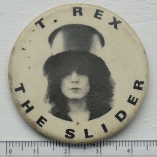 Vtg Og T Rex The Slider Marc Bolan 45mm Pin Badge 1970s