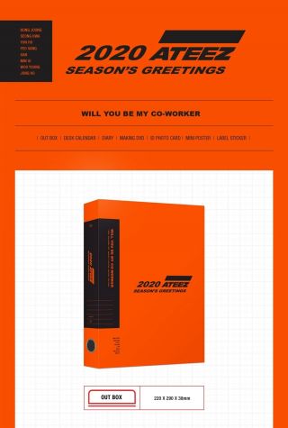 ATEEZ - ATEEZ 2020 SEASON ' S GREETINGS DVD,  140p Diary,  Desk Calendar,  Gift 2