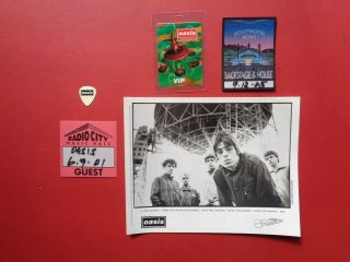 Oasis,  B/w Promo Photo,  3 Backstage Passes,  Guitar Pick,  Rare Originals,