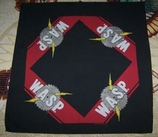 Vintage 1984 Wasp W.  A.  S.  P.  Bandana Headband Tapestry Flag Banner Scarf