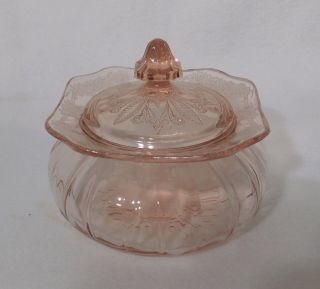 Jeannette Adam - Pink Candy Dish With Lid 4 1/4 X 4 5/8