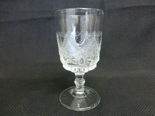 Antique Teardrop And Tassel Early American Pattern Glass Goblet