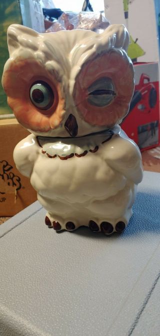 Vintage Shawnee Pottery Winking Owl Cookie Jar Usa 1940 