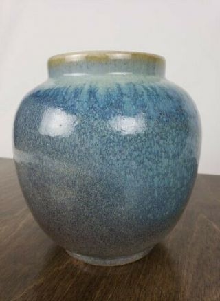 Royal Hickman Vase Petty Glaze Blue 1940s 488 Vintage