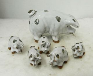 Jugtown Ina Mae Owens Bolick Whimsical Nc Pig Critter And 5 Piglets,  Dated 2000