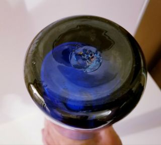Blown Art Glass vase Bottle Blue 22 