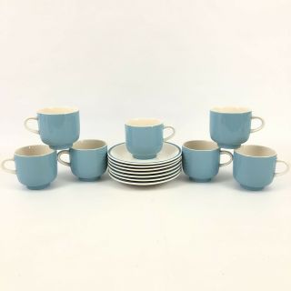 Premiere Colorama D 7550 Cup And Saucer Set Of 7 Vintage Very Retro 70s