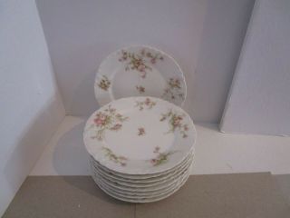8 Theodore Haviland Limoges 6.  25 " Bread Plates - Pink Roses