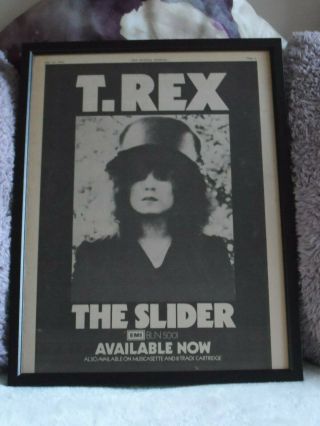 Marc Bolan - T.  Rex Memorabilia Framed Music Paper Advert 1972