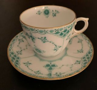 Royal Copenhagen Green Fluted Demitasse Cup And Saucer (up To 4 For First Buyer)