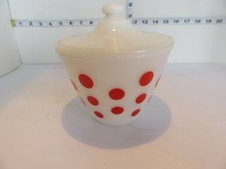 Vintage Fire King Red Polka Dot Grease Jar With Lid