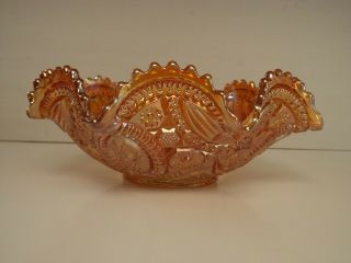 Fenton Art Glass Vintage Orange Marigold Carnival Console Bowl