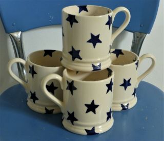 Emma Bridgewater Blue Stars (old Pattern) Set Of Four 1/2 - Ping Mugs