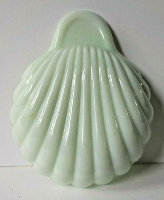 French Opalex Milk Glass Green Jadeite Shell Dish Advertising Colony