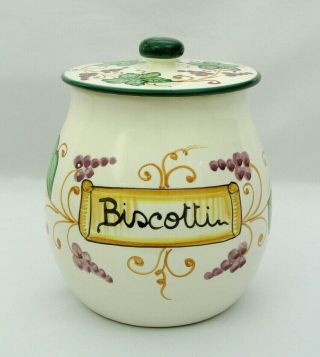 Fratelli Mari Deruta Italian Biscotti Jar W/ Lid - For Tutto Bene Beverly Hills