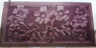 Vintage Stained Glass Window Panel - Purple Pressed Glass Design 10 " X 5 " 12